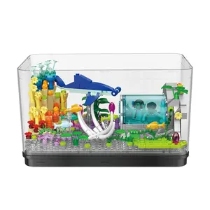 어린이 크리 에이 티브 DIY 장난감 블록 빌딩 도매 저렴한 가격 멋진 수족관 Fishbowl 미니 빌딩 블록 세트