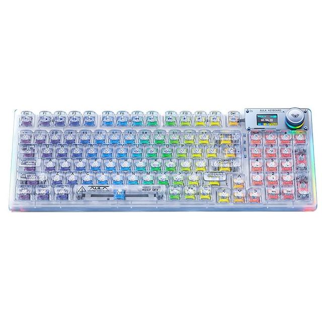 AULA F98PRO Custom RGB Backlit Wireless Mechanical Gaming Keyboard for Bluetooth Hot Swappable for Windows/Mac Blue Light
