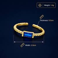 Anillo de Moda al por Mayor ChuYao, Zafiro Azul, Chapado en Oro, Aleación con Micro Pavé, Anillo de Diseño para Mujer, Joyería Personalizada
