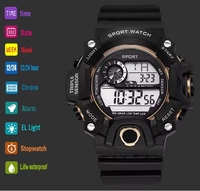 Montre Digitale Militaire pour Homme, Montre de Sport d'Extérieur Étanche Lumineuse avec Chronographe, Montre-Bracelet Électronique pour Étudiant