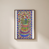 Peinture Madhubani 3D artisanale de qualité supérieure sur toile, art populaire héritage du Jharkand, provenant du Bihar, pour la décoration intérieure 400