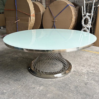 Table ronde de luxe en acier inoxydable blanc pour banquets, mariages et événements