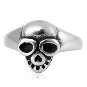 yunnique <b>Skull</b> <b>Ring</b> Men's Stainless Steel Silver Punk Style Geometric Skeleton Design Wedding Gift Jewelry - Product Image 4