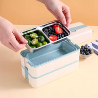 FTS boîte à bento en acier inoxydable en plastique personnalisable adultes pour les femmes ensemble de bureau trois couches coréenne boîte à lunch boîte à lunch