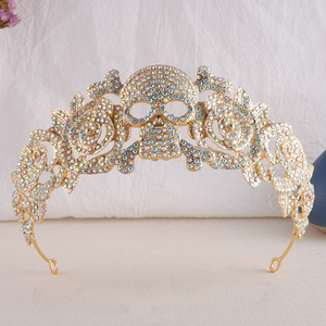 ROMANTIC Barock Vintage Voll Strass Schädel Braut Diademe Halloween Karneval Party <span class=keywords><strong>Didem</strong></span> Krone - Product Image 2