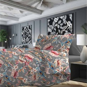 Set Letto Matrimoniale in Cotone Grigio EVANDER - Product Image 1