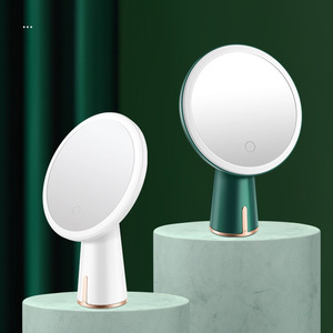Led Desktop Cosmetic <b>Mirror</b> Round Plastic Frame <b>Lighted</b> Single Side <b>With</b> Usb Charging And Dimmable <b>Lighting</b> - Product Image 5