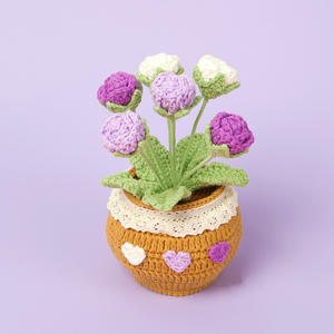 Fleurs en pot au crochet faites à la main Bulbes <span class=keywords><strong>de</strong></span> tulipes tricotés Fleur artificielle en laine Plante pour la décoration <span class=keywords><strong>de</strong></span> la maison Bureau Bonsaï - Product Image 3