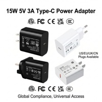 Cargador de Pared USB-C 5V 3A al por Mayor de Shenzhen Lvxiangyuan, Enchufe para EE. UU., UE, Reino Unido y China, Adaptador de Carga Rápida con Certificación UL, FCC, CE, UKCA y CCC