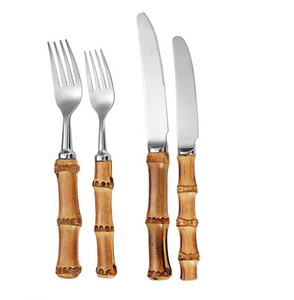 Handmade tre xử lý thiết lập dao kéo, tự nhiên bít tết dao phục vụ dĩa và thìa Flatware Set với <span class=keywords><strong>salad</strong></span> Server Set - Product Image 1