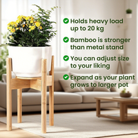 Support réglable pour plantes d'intérieur en bois de bambou Pots de fleurs et supports de jardinières de 9 à 12.5 pouces pour la maison et le jardin