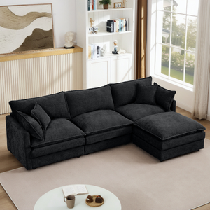 Juego de Sofás Seccionales Modulares Contemporáneos en Forma de L de 108 Piezas, 4 Asientos, Chenilla, Esponja, Asiento Profundo, Ecológico, Duradero, para Apartamentos y Hoteles - Product Image 1