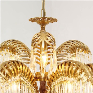 Grand <span class=keywords><strong>lustre</strong></span> classique en laiton et cristal de <span class=keywords><strong>palmier</strong></span> à 2 couches pour hôtel - Product Image 6