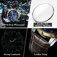 Montre de luxe Poedagar pour homme, montres sport en cuir pour homme, étanches, chronographe lumineux, montres à quartz pour homme