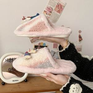 Women <strong>S</strong> Shoes Cloudy Comfort-<strong>Sheepskin</strong> Insole, Non-Slip Pvc Outsole Knit Upper Fleece Lining Bow-Knit <strong>Slippers</strong> For <strong>Men</strong> &amp; - Product Image 4