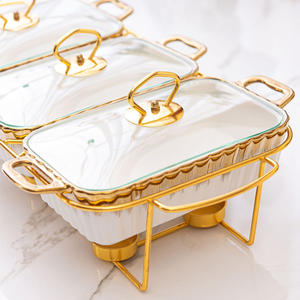 Vente en gros de plats de chauffe-plats en céramique de haute qualité casseroles marmites chaudes ensembles de 3 chauffe-plats en porcelaine - Product Image 4