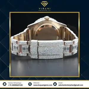 New Arrival Luxurious Design Stainless Steel Iced VVS Clarity Diamond <b>Watch</b> for <b>Couples</b> Antique Business Style High Dual - Product Image 4