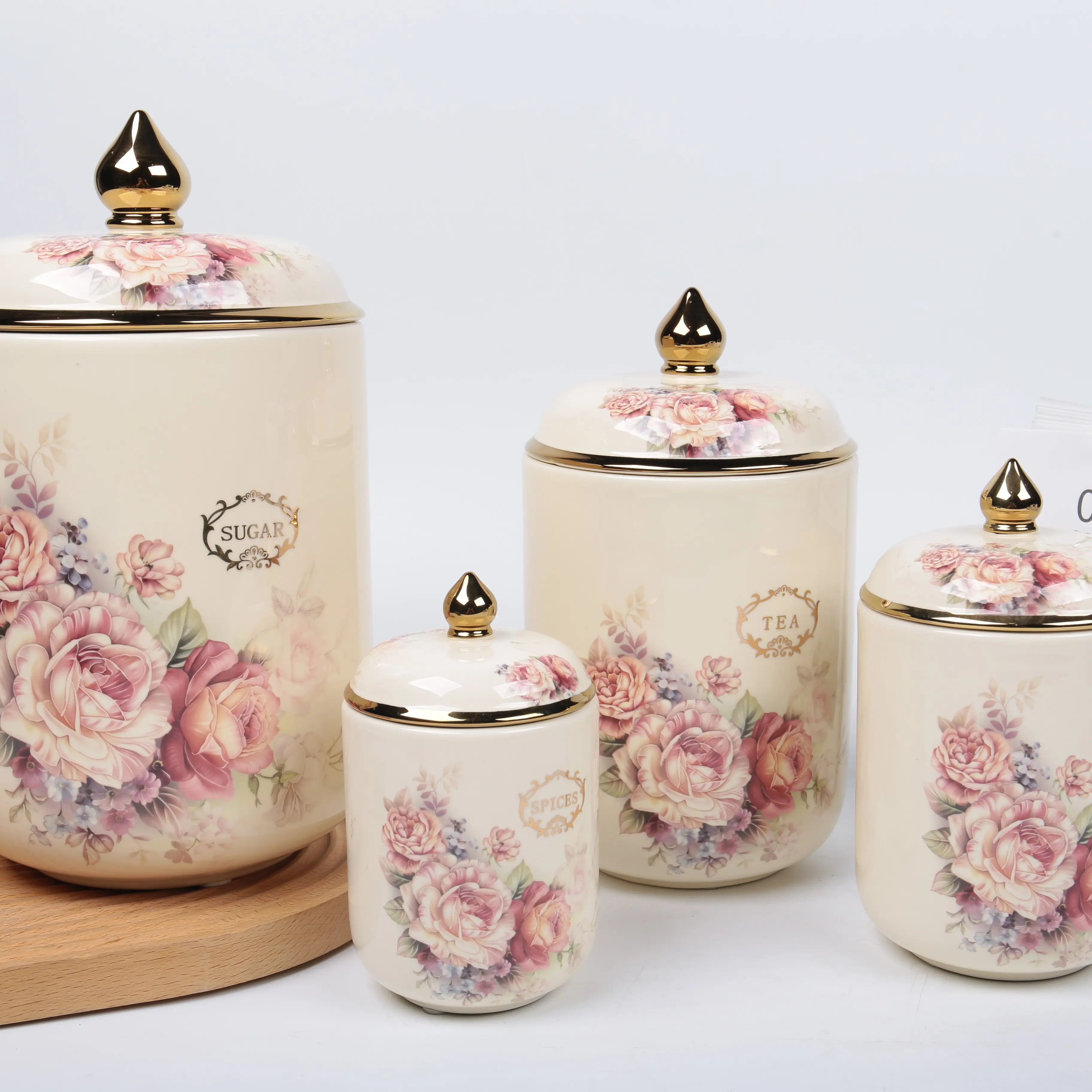 Bote de porcelana personalizado de lujo, contenedor de café, té, cerámica, tarro de almacenamiento de alimentos