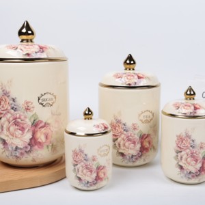 Luxury Custom Porcelain Canister Coffee Tea Container Ceramic Food Storage Jar