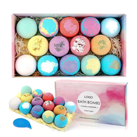 Bombe de bain personnalisée OEM 12 pièces 100% boule de bain colorée naturelle bombe de sel Fizzi bombe de bain 3d à vendre