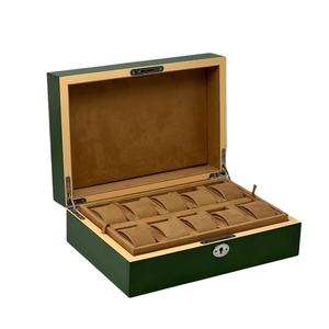 Caja de <span class=keywords><strong>reloj</strong></span> múltiple de lujo, caja de <span class=keywords><strong>reloj</strong></span> de madera MDF verde con almacenamiento acolchado de terciopelo, embalaje de <span class=keywords><strong>reloj</strong></span> de lujo pintado con brillo para <span class=keywords><strong>Rolex</strong></span> - Product Image 1