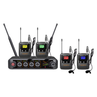 Système de microphone sans fil UHF à diversité réelle 4 canaux CHXYKOM, 2 micros portatifs, 2 micros cravate à émetteur de poche, construction métallique XLR