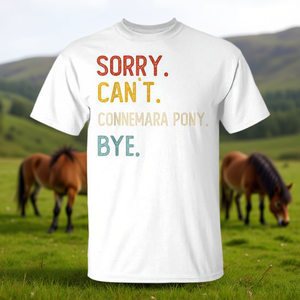 Camiseta para Amantes de los Ponis de Connemara, Unisex, Manga Corta, Cuello Redondo, Algodón Blanco, Regalo Promocional - Product Image 3