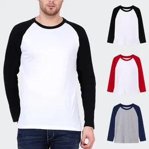 Men Unisex Colorblock Baseball T-Shirts Custom Logo Basic Soft Men'S Full Length Sleeve Raglan T-Shirts