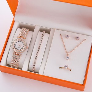 <strong>Rose</strong> <strong>Gold</strong> Single Row Zircon Ladies Fashion <strong>Watch</strong> <strong>Set</strong> - Product Image 1