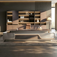 Bureau de direction modulaire en forme de L, moderne et haut de gamme, avec éclairage LED, pour les professionnels du commerce et des affaires, mobilier de bureau
