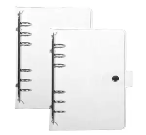 Office School Weekly Diário Planejador Botão Snap PVC Macio Reutilizável A5 A6 A7 6 Ring Binder Capa Transparente Pasta de Amostra Grátis