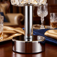 Lampe de table LED moderne de luxe avec abat-jour en cristal, base chromée, variateur tactile, sans fil, rechargeable, pour restaurant, bar, café, ambiance
