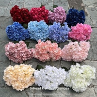 Bunga Hydrangea Sutra Buatan 5 Kepala Gaya Prancis Ekspor Hemat Biaya untuk Pernikahan, Bunga Palsu untuk Grosir