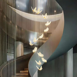 Iluminación de escalera larga decorativa Vestíbulo del hotel Comedor Candelabros de mariposa modernos - Product Image 1
