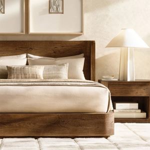 Meubles de chambre à coucher de luxe de style américain et européen, lit king size, cadre de lit en bois massif, plateforme de lit pour la maison - Product Image 6