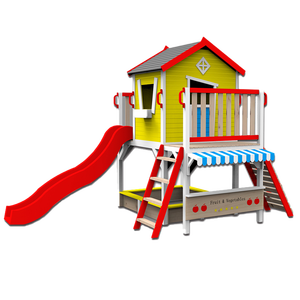 بيت لعب خشبي للأطفال من طابقين مع زحليقة - Product Image 5