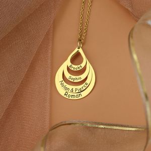 สร้อยคอพร้อมจี้ดีไซน์สุดสวยแบบมีลายปักทำจากเหล็กสองโทน - Product Image 2