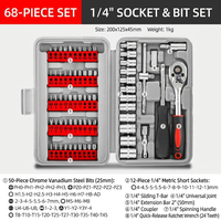 Ensemble de 68 embouts de tournevis à cliquet miniatures de 1/4 ", kit d'outils de mécanicien de poche avec étui pour la réparation quotidienne EDC