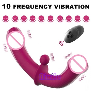 Vibromasseur double extrémité pour le plaisir lesbien, jouet sexuel pour le jeu anal, jouet pour adultes, pénis réaliste, masseur anal, vaginal et de prostate - Product Image 2