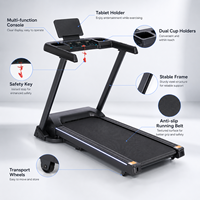 Tapis roulant K-FIT GSTG-4810, 15 niveaux d'inclinaison automatique, 16 km/h, moteur 3 CV, 24 programmes, musique Bluetooth, bande lumineuse LED, fitness à domicile