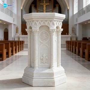 现代大教堂大理石讲坛讲台基督教石雕雕塑，适用于教堂和寺庙户外使用 - Product Image 6