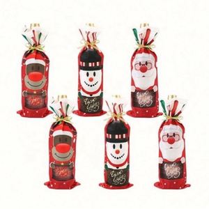 Bolsa de Lona de Algodón Decorativa Navideña para Botellas de Vino, para Empaque de Regalos e Impresión - Product Image 1