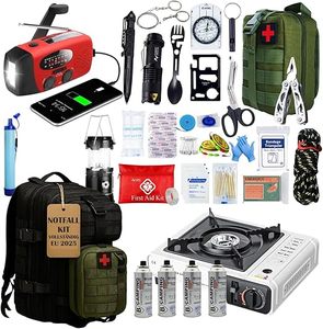 Mochila de Kit de Supervivencia Completo para 72 Horas, Equipada con Gas para Camping Portátil, Kit de Primeros Auxilios Táctico de Supervivencia, Radio y Tijeras - Product Image 1