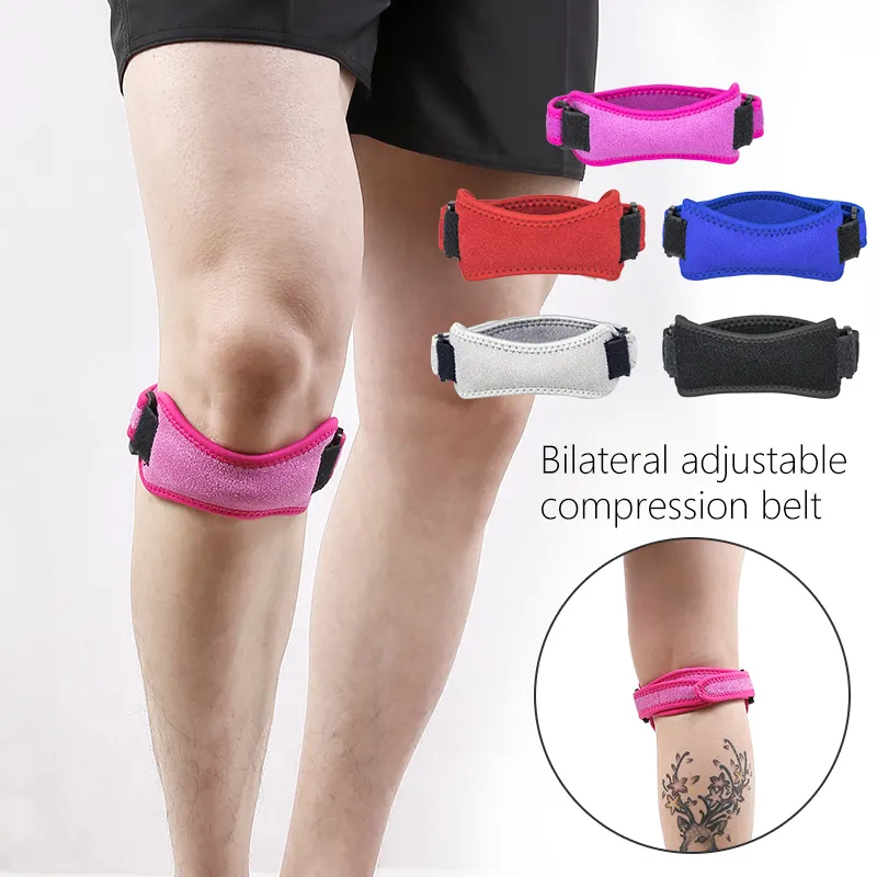 Hete Verkoop Sport Kniebeschermer Dubbele Patella Knie Patella Peessteun Riem Brace Pad Beschermer Open Knie Wrap Band Band