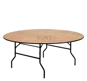 Foldable Round Wooden Table For Outdoor Wedding Banquet Folding Dining Table