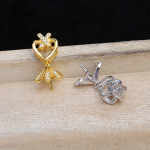 Accessoire de bricolage pour bijoux en perles, pendentif cœur vide, support pour perles de 13-14 mm, tête enveloppée, pendentif JG5962 semi-fini pour perles en vrac - Product Image 3