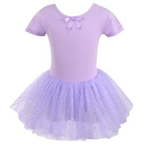Vestido de Ballet de Manga Corta para Niñas, Tutú con Lazo Frontal, Leotardo de Danza, Falda de Tul, Ropa para Entrenamiento y Actuaciones - Product Image 3