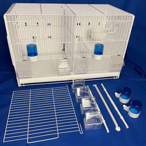 Gabbia per Canarini Impilabile in Metallo Resistente, Accessori per Alimentazione e Abbeveraggio, Voliera Multilivello per Uccelli - Product Image 5