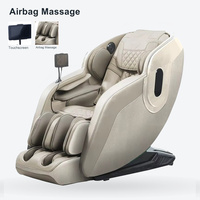 Fauteuil de massage marron beige avec rouleaux de massage pour mollets, massage par airbag, chargement USB, rail SL étendu et rouleaux de massage pour pieds