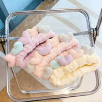 Bandeaux élastiques pour femmes, personnalisables, colorés, en forme de cœur, en polaire corail douce et moelleuse, réutilisables, antidérapants, style doux, pour spa, yoga et lavage du visage